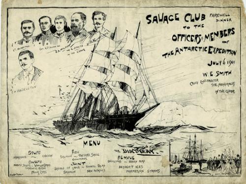 Menu of the farewell dinner for the Antarctic Expedition